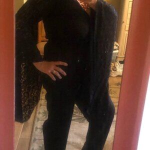 Ashley Stewart Black Flared, lace Sleeves Jumpsuit size 10/12